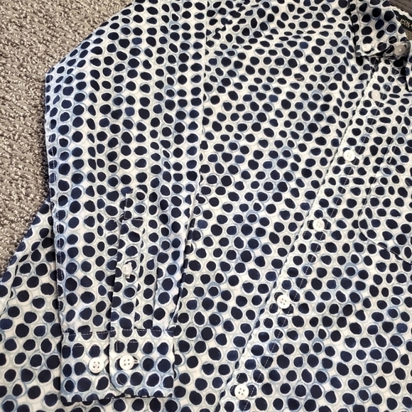 ⭐️US POLO ASSN. BOYS LG/14-16 BLUE POLKA DOT LONG SLEEVE BUTTON UP SHIRT - Picture 3 of 13